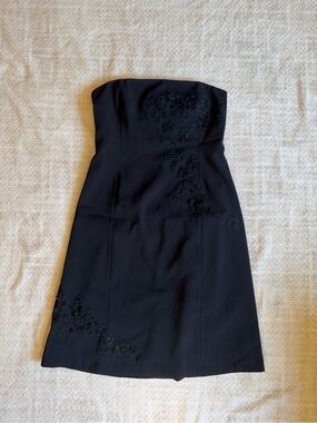 Vintage Suzy Shier Black Strapless Embroidered Cocktail Dress Y2K